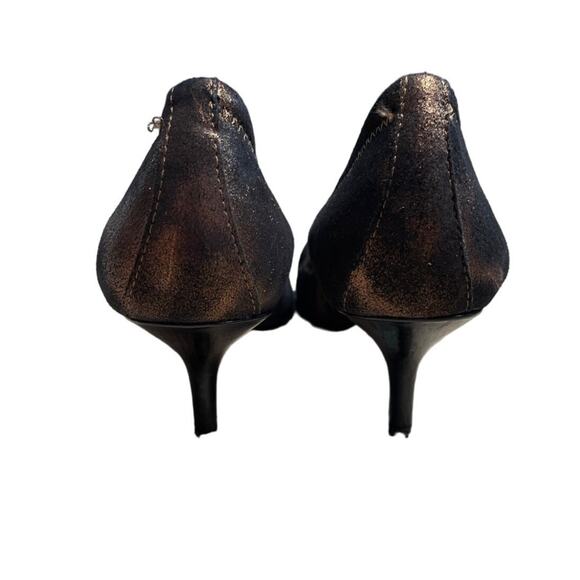 Donald J Pliner Black Bronze Dusted Metallic Kitten Heels Size 7.5 Narrow - Picture 3 of 8